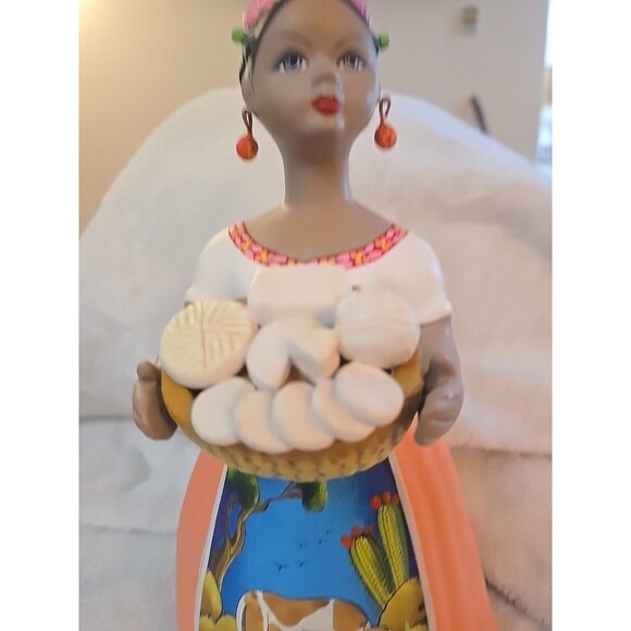 Lupita NAJACO Ceramic Figurine Doll Mexican Folk Art Holding Basket Of Food - Picture 2 of 9
